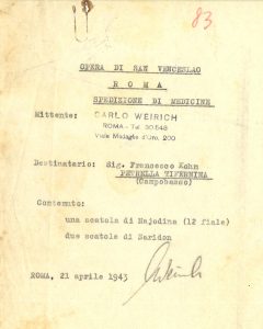 Doklady o dodávkách léků organizovaných Svatováclavským fondem (1943)