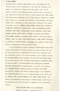 Úvod protokolu ze zasedání Mezinárodního vojenského tribunálu v procesu proti hlavním válečným zločincům.