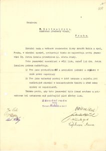 Protest jedné z mnoha závodních rad pražských podniků (firma E. Mahla a spol.) proti jmenování P. Zenkla primátorem, zaslaný náměstkovi předsedy vlády K. Gottwaldovi.