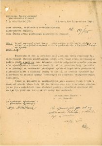 Oběžník Ministerstva financí informující o nároku na udělení volna zaměstnancům, kteří se měli jako delegáti zúčastnit sjezdu SOPV v Praze 14. a 15. prosince 1945.