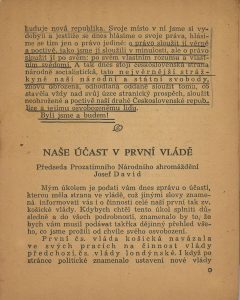 Projev předsedy strany P. Zenkla na sjezdu ČSNS.