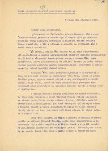 Dopis předsednictva ÚV KSČ prezidentu republiky E. Benešovi reagující na demisi nekomunistických ministrů (verze určená k tisku v deníku Rudé právo).