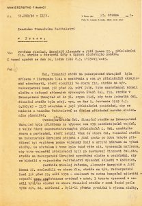 Zpráva Ministerstva financí Zemskému finančnímu velitelství v Praze o působení čs. finanční stráže na Podkarpatské Rusi od podzimu 1944 do léta 1945 a o dalším osudu některých jejích členů po přesunu do Československa.