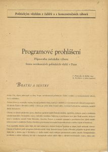 Programové prohlášení Přípravného ústředního výboru Svazu osvobozených polických vězňů v Praze.