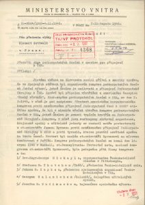 Zpráva Ministerstva vnitra pro předsedu vlády K. Gottwalda o postoji amerických Rusínů a Ukrajinců k připojení Podkarpatské Rusi k Ukrajinské sovětské svazové republice.