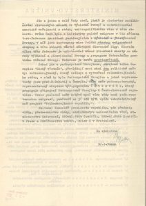 Zpráva Ministerstva vnitra pro předsedu vlády K. Gottwalda o postoji amerických Rusínů a Ukrajinců k připojení Podkarpatské Rusi k Ukrajinské sovětské svazové republice.