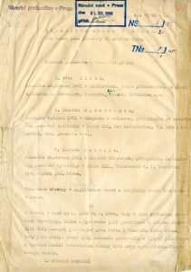 Žaloba národního prokurátora F. Tržického na O. Bláhu, R. Rychtrmoce a G. Mohapla.