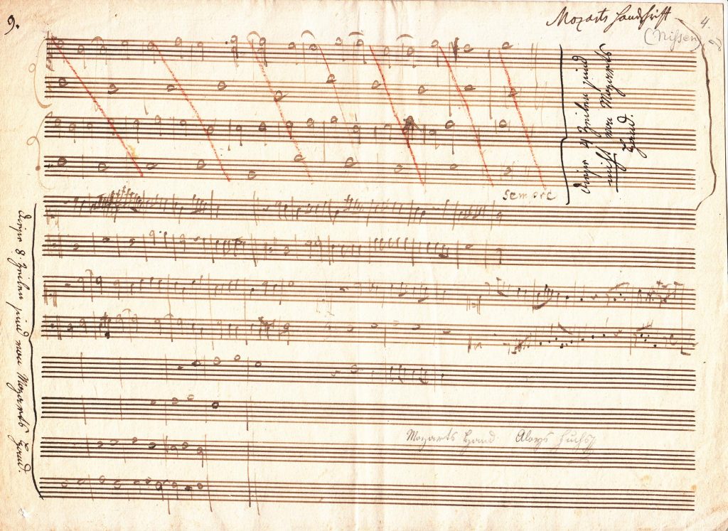 Fragment notového mozartovského rukopisu