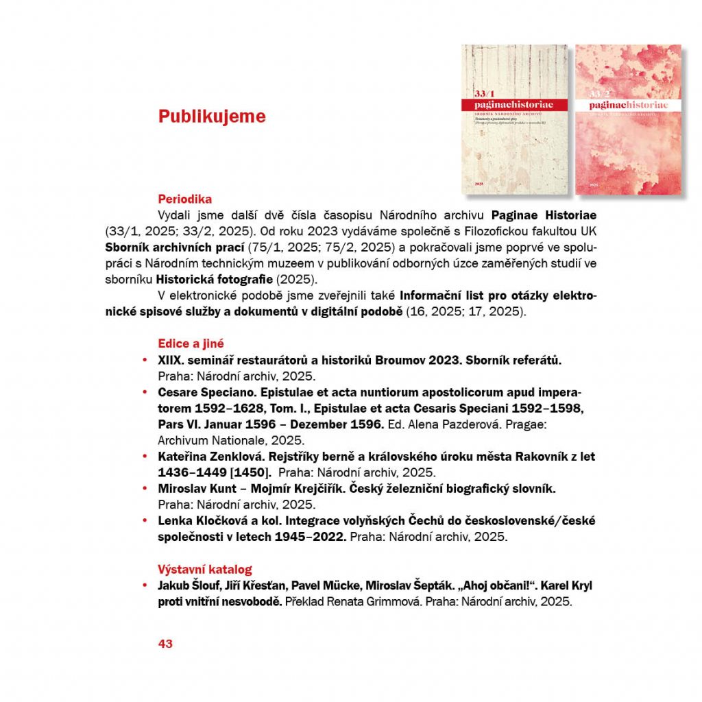 Národní archiv v roce 2025