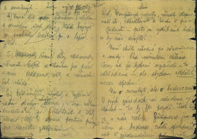 Podklad k projevu P. Zenkla přednesený po osvobození koncentračního tábora Buchenwald vojáky 3. americké armády.