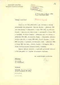 Informace ministra vnitra R. Baráka pro prvního tajemníka ÚV KSČ A. Novotného o činnosti představitelů československého exilu včetně P. Zenkla.