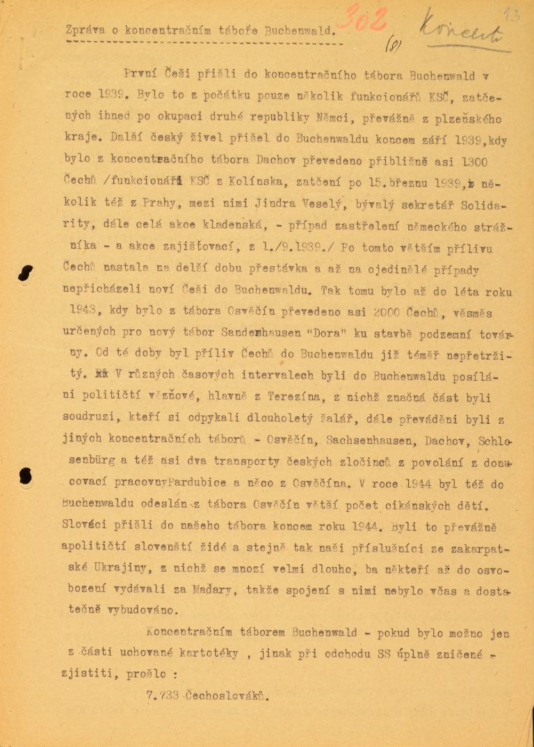 Zpráva o údajné protikomunistické činnosti P. Zenkla během věznění v koncentračním táboře Dachau a Buchenwald.