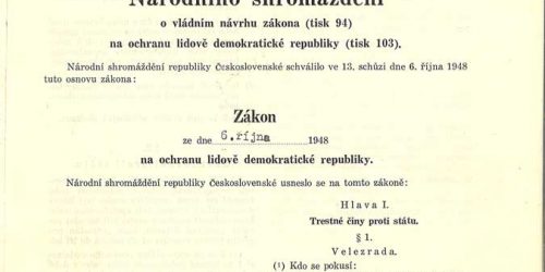 Zákon na ochranu lidově demokratické republiky č. 231/1948 Sb. z 6. října 1948